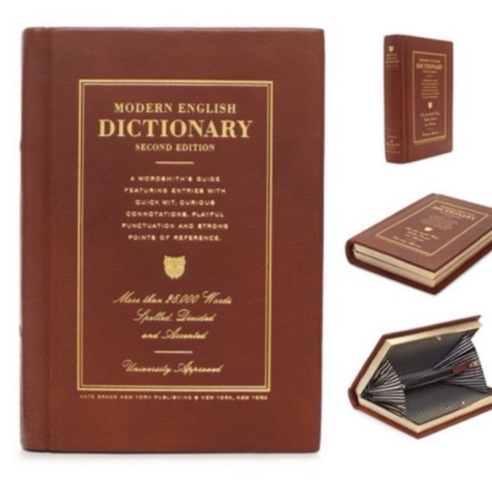 NEW RARE  KATE SPADE WORDSMITH MODERN ENGLISH DICTIONARY BOOK CLUTCH